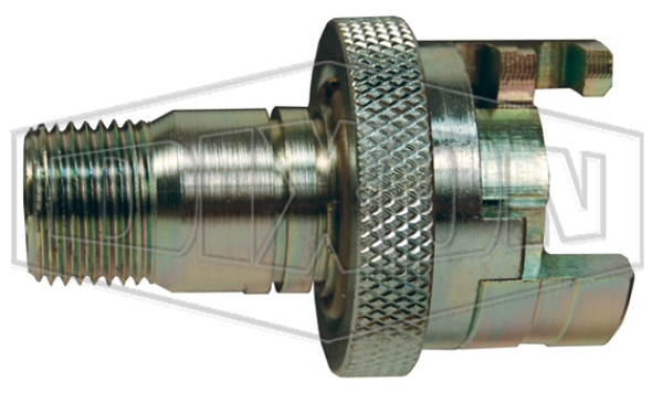 4PM4-FS - Dual-Lock P-Series Thor Interchange Male Thread Coupler with Knurled Flanged Sleeve