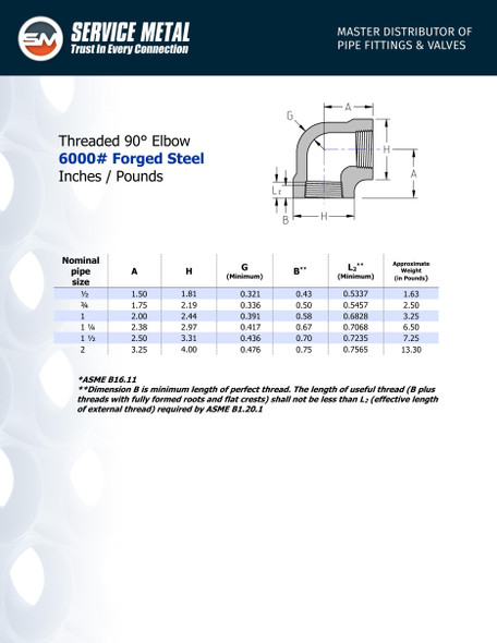 6000# Forged Steel Threaded 90 Degree Elbow