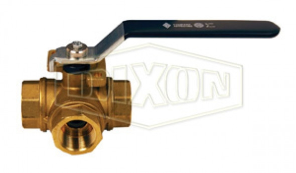 BBV75DTW - 3-Way Brass Diverting Ball Valve T Flow