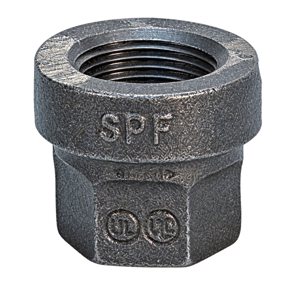 Black malleable iron reducing coupling, Figure 3121R, Class 150 with female npt threads
