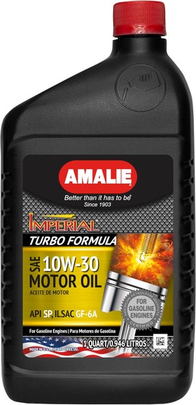 AMALIE Imperial Turbo Formula 10W-30 Motor Oil (160-71076-56) 1 Quart Bottle, Pack of 12