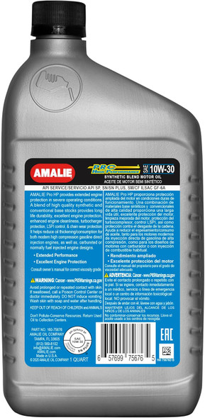 AMALIE Pro High Performance Synthetic Blend 10W-30 Motor Oil (160-75676-56) 1 Quart bottle, Pack of 12