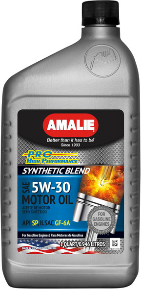 AMALIE Pro High Performance Synthetic Blend 5W-30 Motor Oil (160-75666-56) 1 Quart, Pack of 12