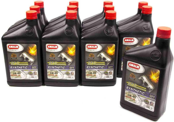 Amalie Pro High Performance 5W-40 Synthetic Blend Motor Oil (160-65696-56) 1 Quart Bottle, Pack of 12