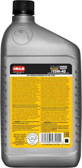 AMALIE XLO Ultimate Synthetic Blend 15W-40 Engine Oil (160-79106-56) 1 Quart Bottle, Pack of 12