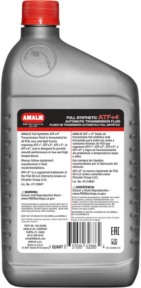 AMALIE Chrysler +4 Automatic Transmission Fluid (160-62886-56) 1 Quart Bottle, Pack of 12