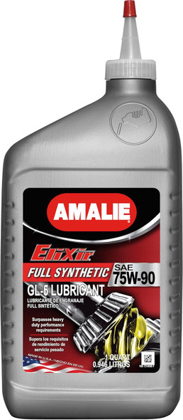 AMALIE Elixir Synthetic Limited Slip GL-5 75W-90 (160-73166-56) 1 Quart Bottle, Pack of 12