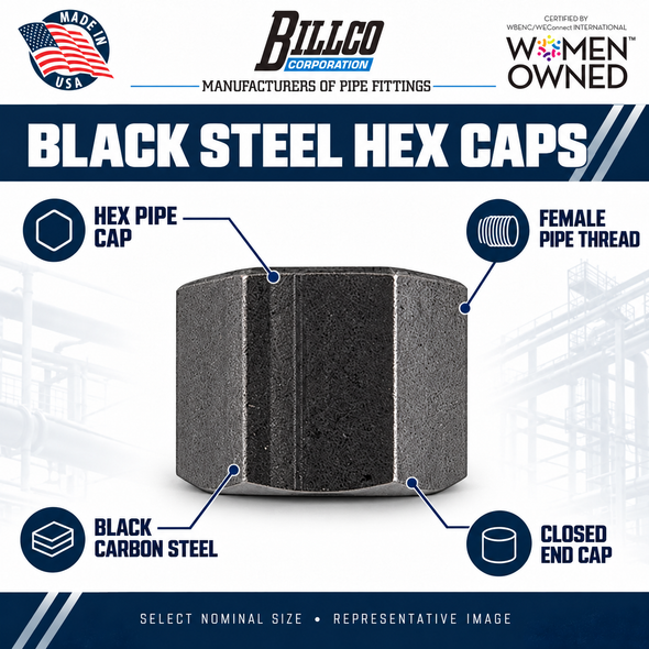 Billco Black Steel Hex Caps feature graphic