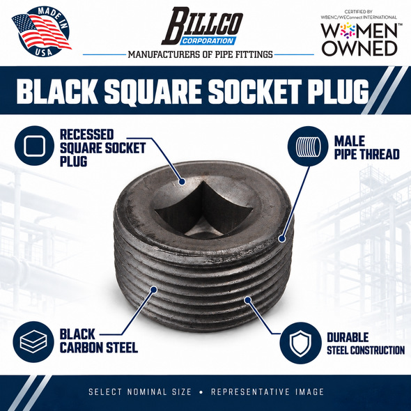 Billco Black Square Socket Plug feature graphic