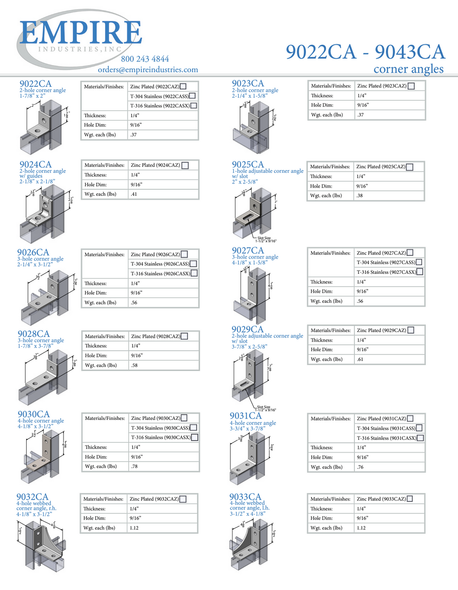 Page 1 Empire Series 9022FF – 9043FF – Corner Angles Submittal