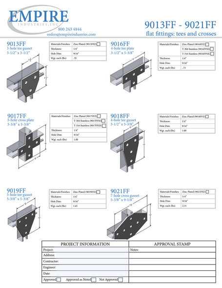 Empire Series 9013FF – 9021FF – Flat Fittings: Tees and Crosses