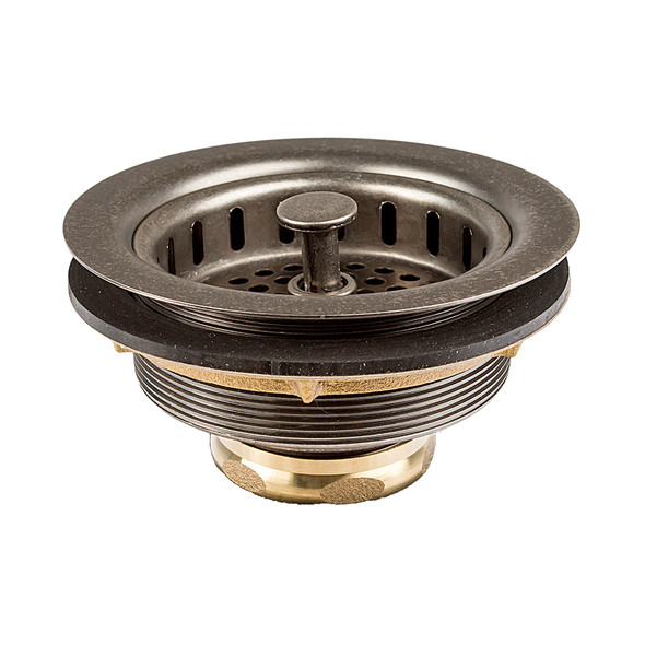 Brass Duo Basket Strainer w/ O-ring Stopper - Aged Pewter