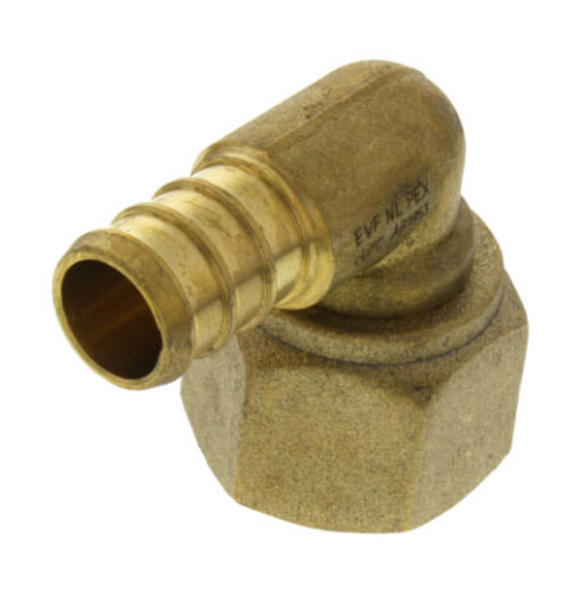 No Lead Brass PEX 1/2" Swivel Elbow w/ Brass Nut (PEX x FIP)