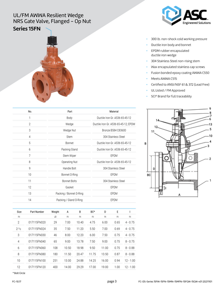 Fig. 15MN AWWA Gate Valve Mechanical Joint Fig. 15MN AWWA Gate Valve Mechanical Joint