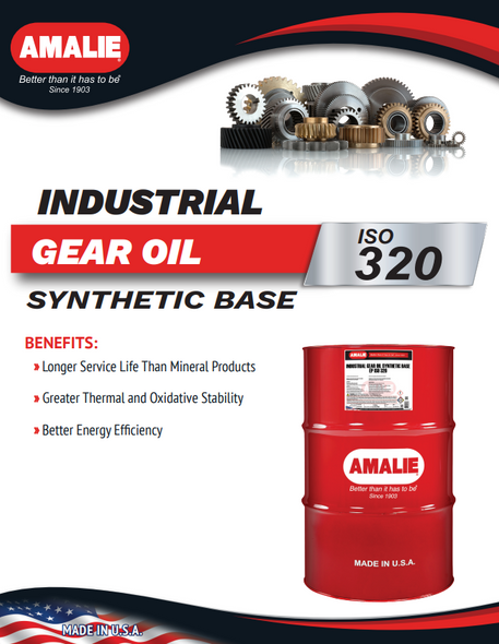 Amalie Industrial Gear Oil (Synthetic Base) EP ISO 320 - 55 Gallon Drum Spec Sheet