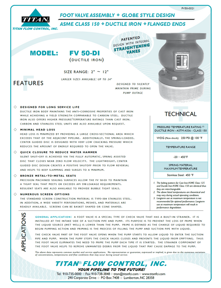 Titan FV50-DI Spec Sheet Page 1 Titan FV50-DI Spec Sheet Page 1