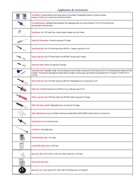 Spears Solvent & Cement Accessories Spears Solvent & Cement Accessories