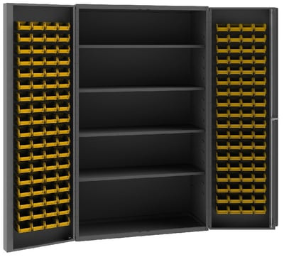 HEAVY DUTY ALL-WELDED BIN & SHELF 14 GA. STEEL STORAGE CABINETS - HSJC-DLP-144-4S