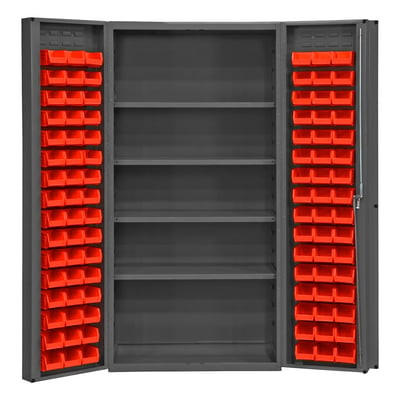 HEAVY DUTY ALL-WELDED BIN & SHELF 14 GA. STEEL STORAGE CABINETS - HDC-DLP-96-4S