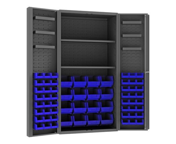 HEAVY DUTY ALL-WELDED BIN & SHELF 14 GA. STEEL STORAGE CABINETS - HDC36-642S6DS