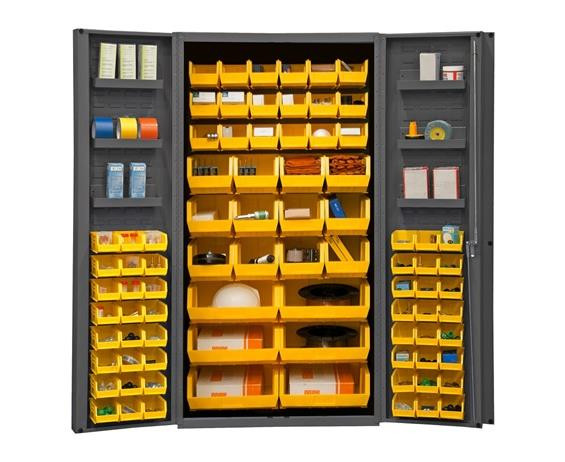 HEAVY DUTY ALL-WELDED BIN & SHELF 14 GA. STEEL STORAGE CABINETS - HDC36-78-6DS