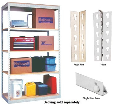 HALLOWELL RIVETWELL™ SHELVING WITH SINGLE RIVET BEAM - HSRS481884-8SP