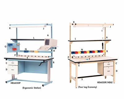 ERGONOMIC BASE WORK STATION AND ELECTRIC HEIGHT WORKBENCHES  - OPTIONAL ACCESSORIES - HAQDC
