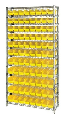 CHROME WIRE SHELVING UNITS WITH SHELF BINS - HWR12-103-Y