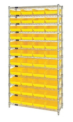 CHROME WIRE SHELVING UNITS WITH SHELF BINS - HWR12-108-Y