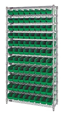 CHROME WIRE SHELVING UNITS WITH SHELF BINS - HWR12-103-G