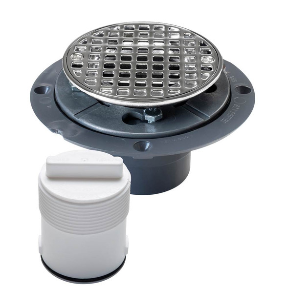 Drain & Plug Shwr Pan Pvc Chrm Sq