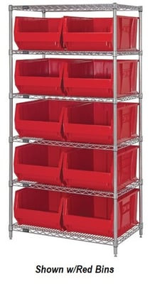 CHROME WIRE SHELVING UNITS WITH HULK CONTAINERS - HWR6-954-B