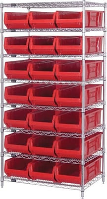 CHROME WIRE SHELVING UNITS WITH HULK CONTAINERS - HWR8-952-R
