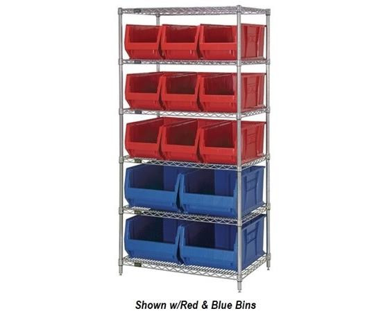 CHROME WIRE SHELVING UNITS WITH HULK CONTAINERS - HWR6-973974-R