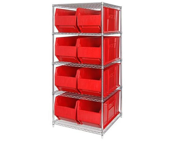 CHROME WIRE SHELVING UNITS WITH HULK CONTAINERS - HWR5-993-R