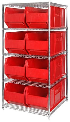 CHROME WIRE SHELVING UNITS WITH HULK CONTAINERS - HWR5-997-R