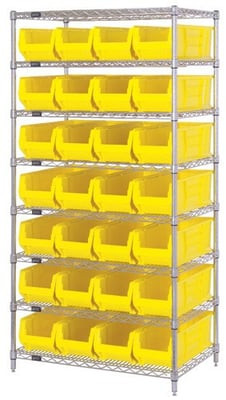 CHROME WIRE SHELVING UNITS WITH HULK CONTAINERS - HWR8-950-Y