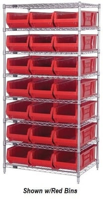 CHROME WIRE SHELVING UNITS WITH HULK CONTAINERS - HWR8-952-Y
