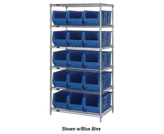 CHROME WIRE SHELVING UNITS WITH HULK CONTAINERS - HWR6-953-Y