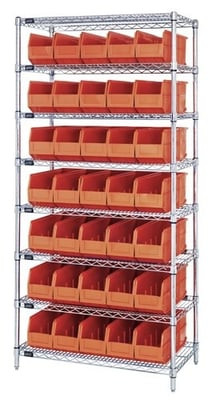 WIRE SHELVING SYSTEMS WITH STACKABLE SHELF BINS - HWR8-441