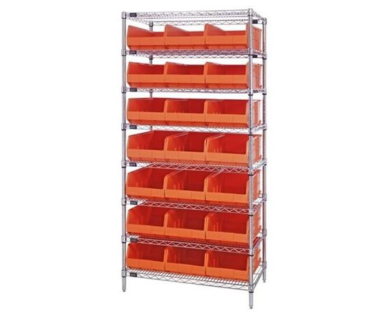 WIRE SHELVING SYSTEMS WITH STACKABLE SHELF BINS - HWR8-465