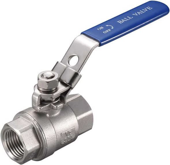 Stainless Steel 2-Piece Threaded Ball Valve – Full Port with Locking Handle