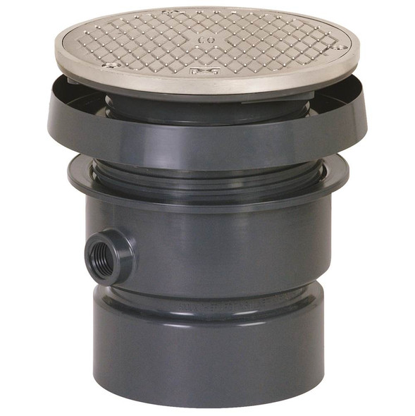 Tomahawk FinishLine™ 834-4PSR Adjustable Cleanout Complete Assembly, 4 in Cleanout, 4000 lb, 6-1/2 in Dia Cover, PVC