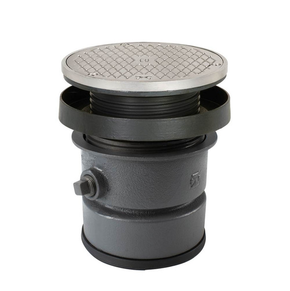 FinishLine™ 834 Series 4 in. Push Joint Ductile Iron Cleanout Assembly with 6-1/2 in. Round Stainless Steel Cover