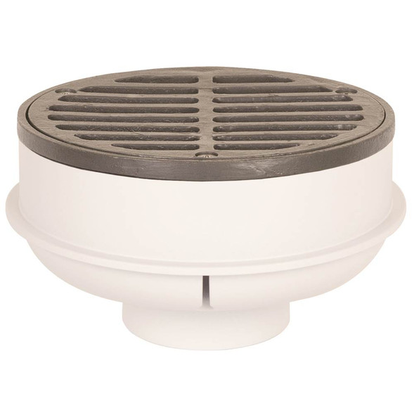 Tomahawk QuadDrain™ 841-2PIR Floor Drain With Ring and Strainer, 2 in Outlet, Hub Connection, 6-1/2 in, PVC Drain, Domestic
