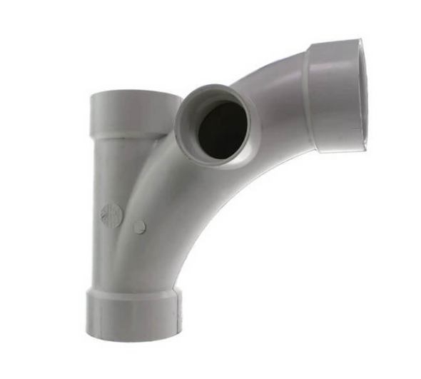 3" PVC DWV Wye and 1/8 Bend Combo w/ 2" L Side Inlet
