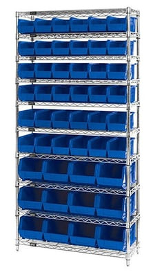 Chrome Wire Shelving Units With Ultra Bins - HWR10-230240-B