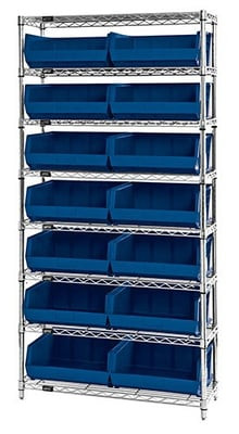Chrome Wire Shelving Units With Ultra Bins - HWR8-250-B