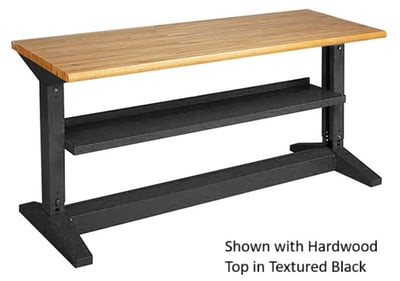 Adjustable Height Iron-I Work Bench With Shelf - H424-6W-GY