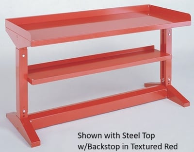 Adjustable Height Iron-I Work Bench With Shelf And Rails - H426U4M-GY